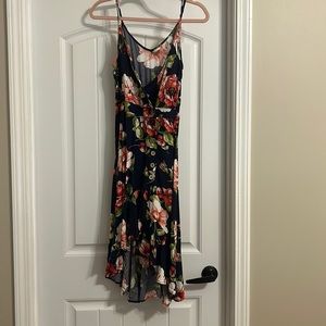 Xhilaration high low floral dress with button detail.